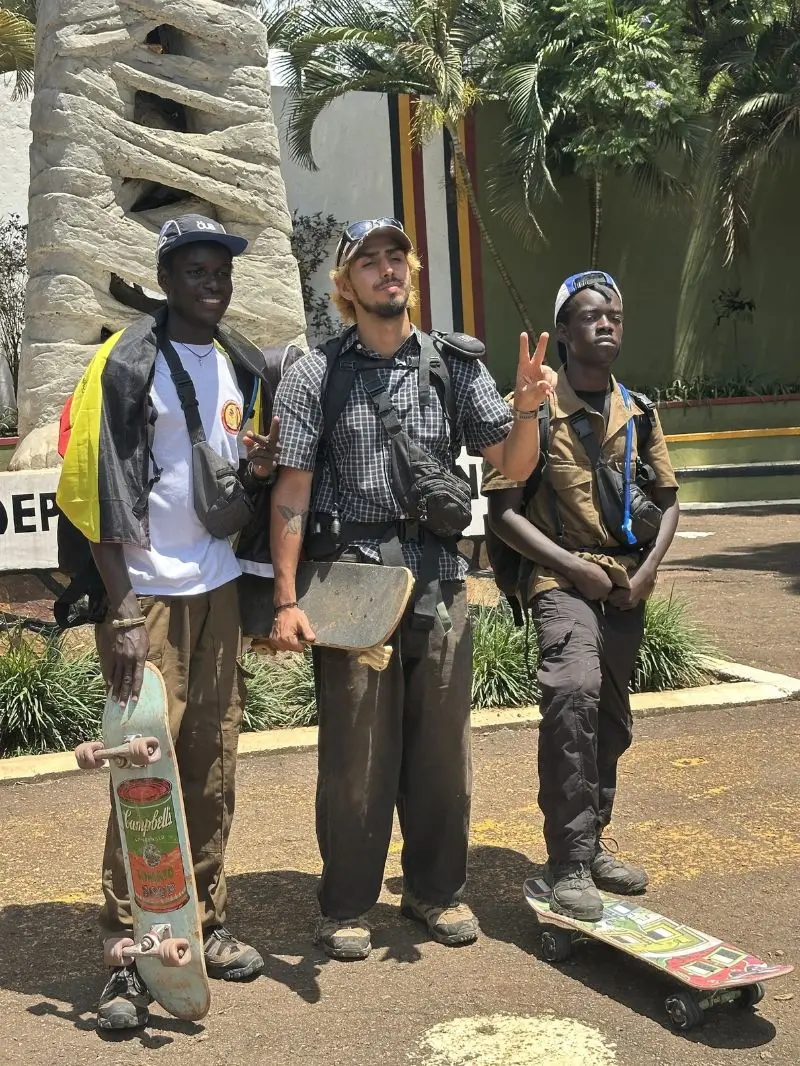 Jason with KSI skaters in Kampala